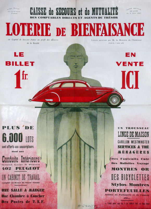 French Lottery, Original Art Deco Poster, 1937