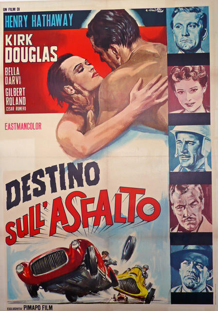 The Racers, Original Italian Poster, 1956 Ferrari, Kirk Douglas