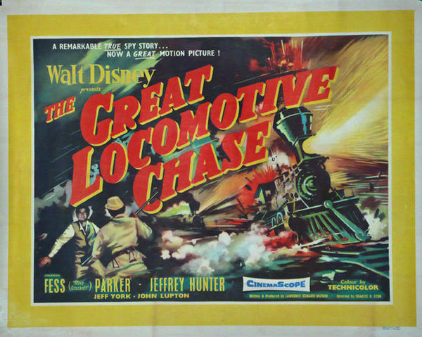 The Great Locomotive Chase - Disney, 1956 Original Movie Poster - Civil War