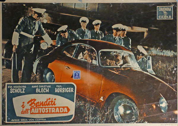 i Banditi dell'Autostrada Italy 1955, Original Movie Poster, Porsche 356