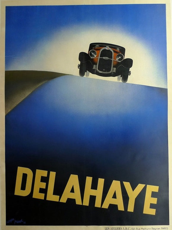 Delahaye, Late 1970s Repro of superb 1920s Advertising Poster