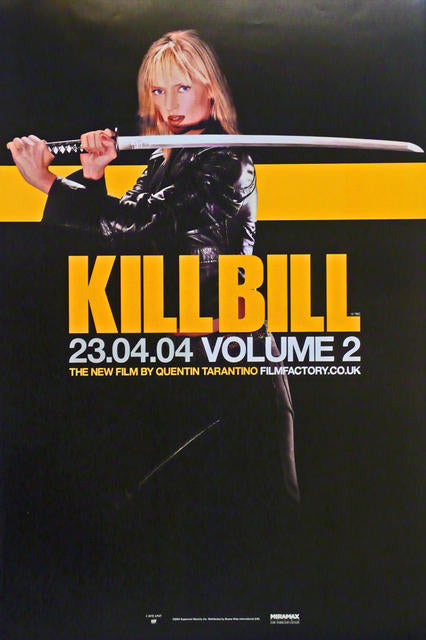Kill Bill Vol 2 -  UK 2004 Original 'Teaser' Poster, 30x20ins