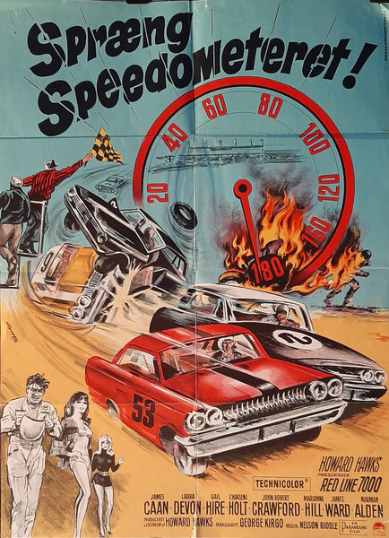 Red Line 7000, Original Motor Racing Movie Poster from Norway. James Caan, Nascar