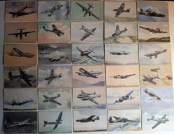30 Original French Aviation Postcards, c.1950, Charbonneau